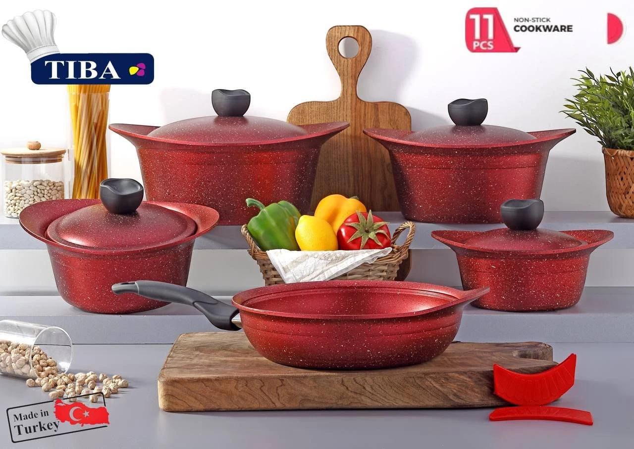 Granite or Tefal cookware set in titanium 11 pieces-منتجات ارشيا - مصر