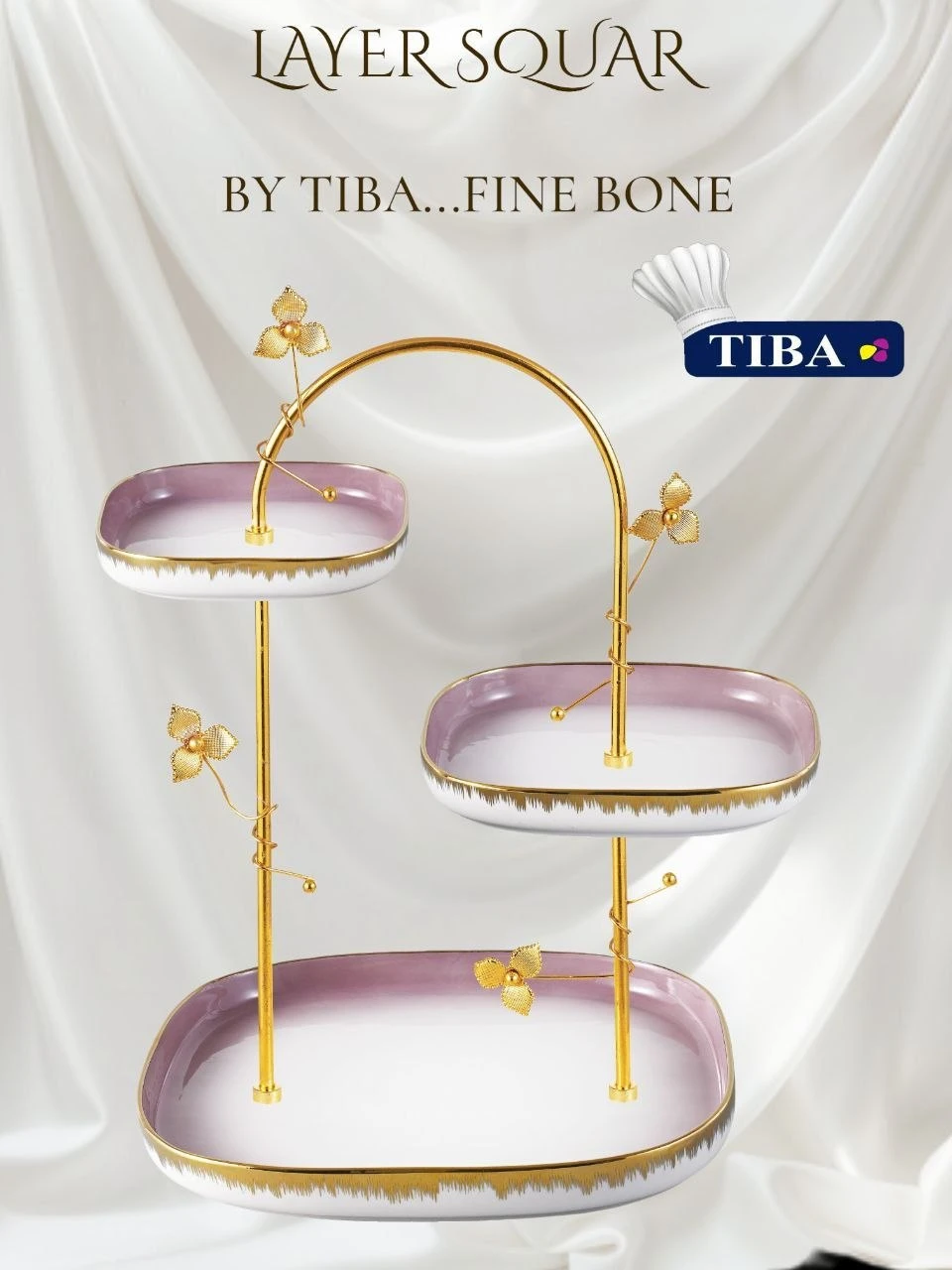 3-round gold-plated square stand-منتجات ارشيا - مصر