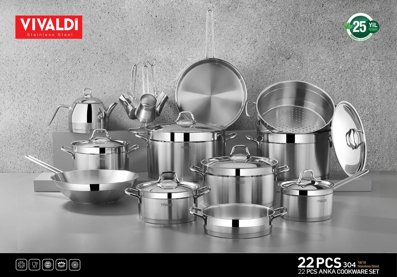 Cookware Set Stainless Steel Anka Model-منتجات ارشيا - مصر