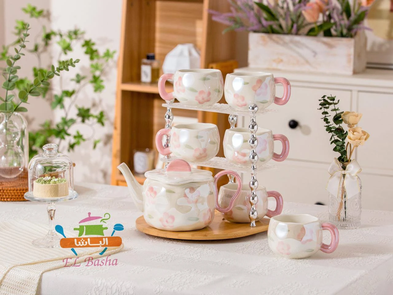 Large porcelain coffee set with coffee pot, code 083-منتجات ارشيا - مصر